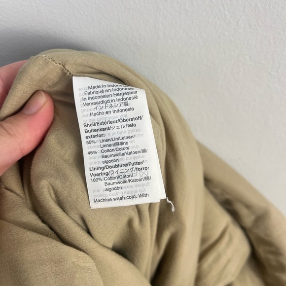 J.Crew Factory Khaki Linen Blend sleeveless belted jumpsuit size 14 - Picture 9 of 11